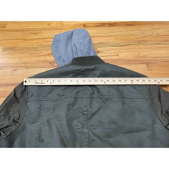 Express Men's XL Green Jacket Polyester Bomber Varsity Zip Up Hooded Streetwear - Picture 9 of 11